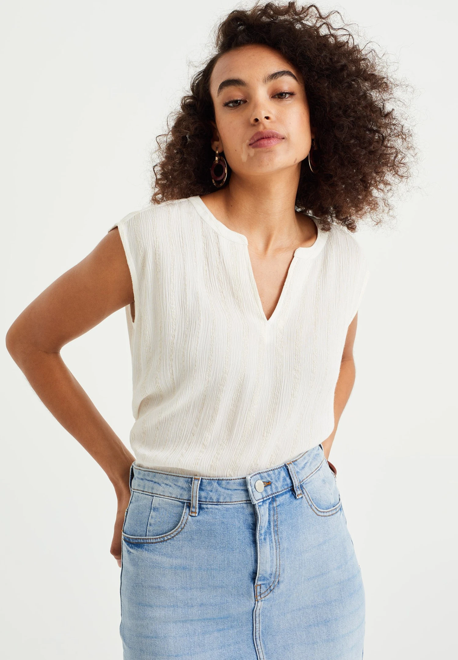 WE FASHION Met Glittergaren - Débardeur - White 3 WE FASHION Met Glittergaren - Débardeur - White