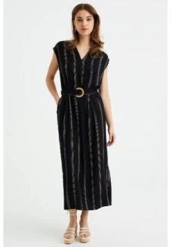 WE FASHION Met Ceintuur - Robe Longue - Black