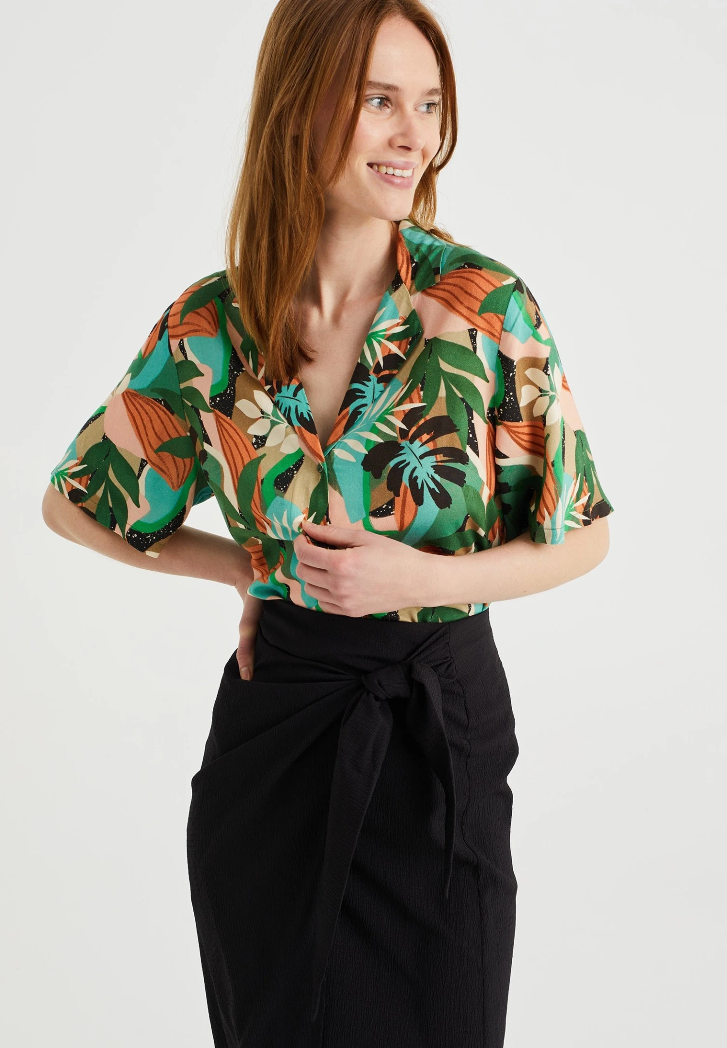 WE FASHION Chemisier - Orange Green 3 WE FASHION Chemisier - Orange Green