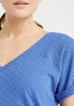 WE FASHION Met Opengewerkt Dessin - T-Shirt Basique - Blue -We Fashion Soldes Boutique 06c9cf491b1f4938b01bf6efa0b466de