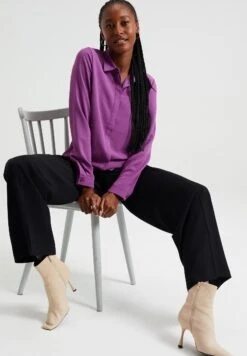 WE FASHION Chemisier - Lila -We Fashion Soldes Boutique 072a6f58a4f2462b9c2d3b1965a441a9