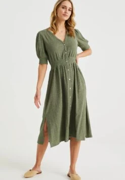 WE FASHION Met Structuur - Robe Chemise - Green