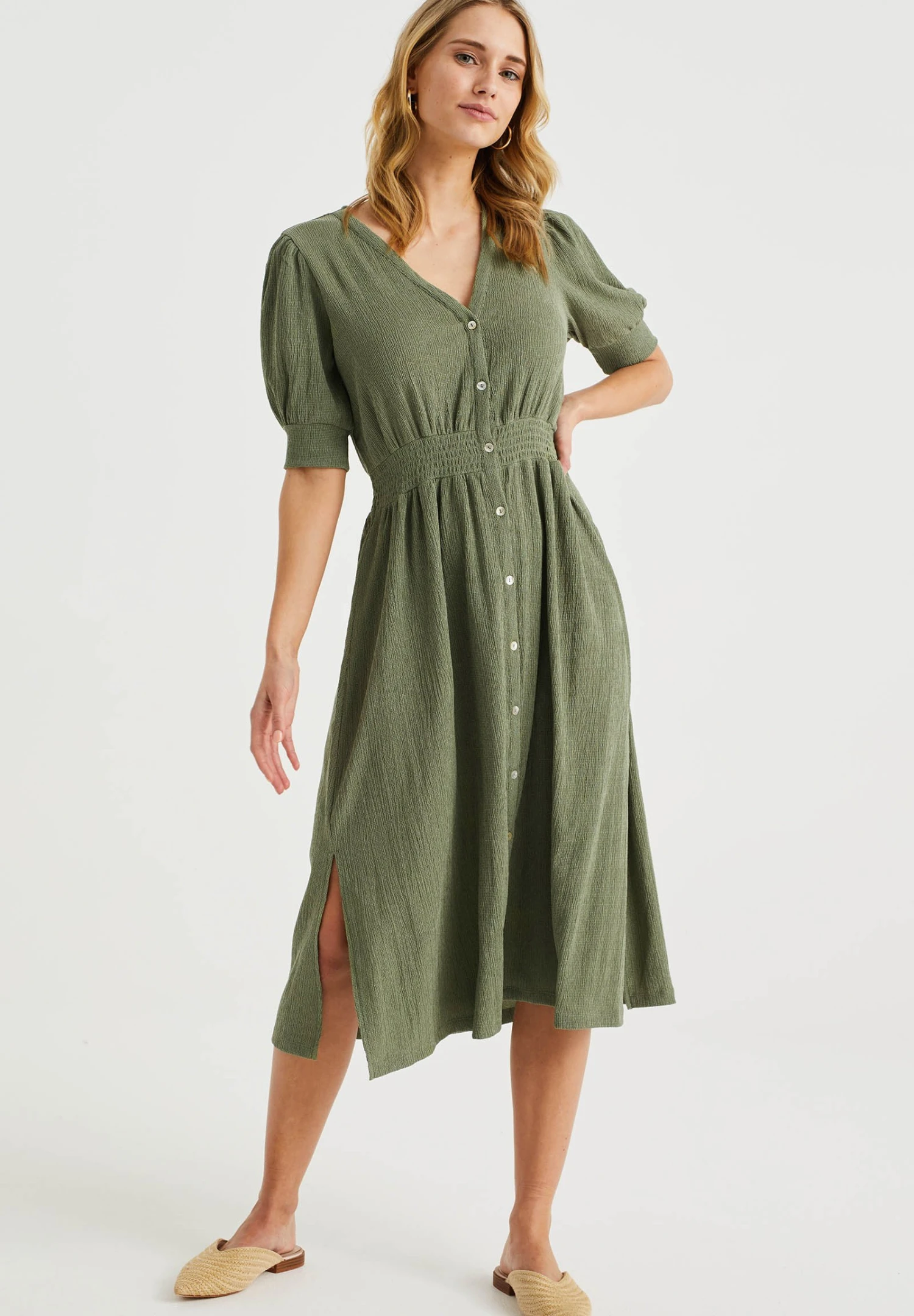 WE FASHION Met Structuur - Robe Chemise - Green 3 WE FASHION Met Structuur - Robe Chemise - Green