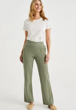 WE FASHION Wide Leg Met Structuur - Pantalon Classique - Green -We Fashion Soldes Boutique 086240294c8447b0b0d8be4e2273e40d
