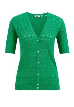 WE FASHION Met Opengewerkt Dessin - Blouse - Green -We Fashion Soldes Boutique 09bc0949a756498e9985d63cc4741080