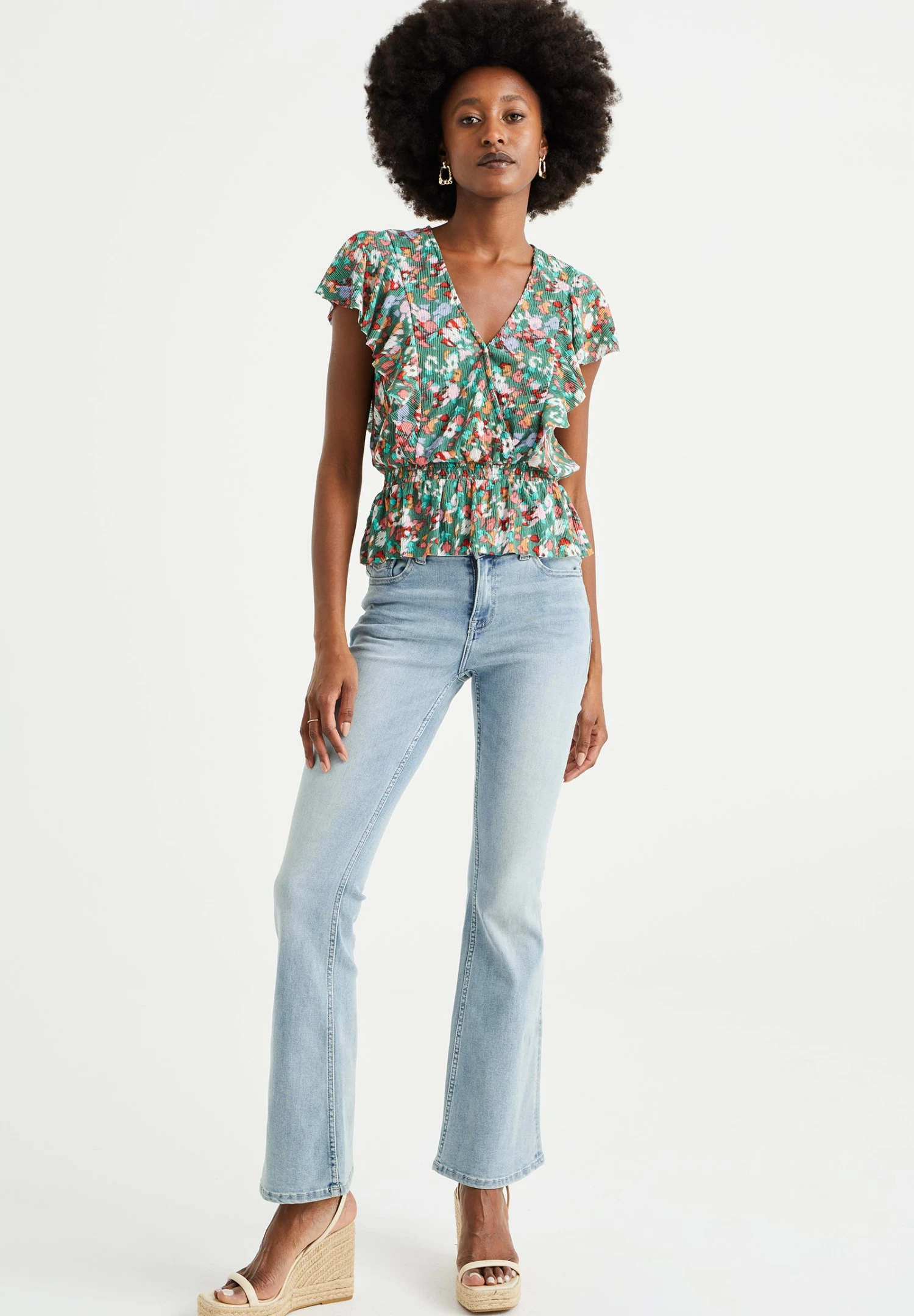 WE FASHION Plissé Met Dessin - Blouse - Green 4 WE FASHION Plissé Met Dessin - Blouse - Green – Image 2