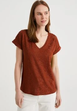 WE FASHION Met Glittergaren - T-Shirt Imprimé - Brown