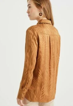 WE FASHION Met Jacquard Dessin - Chemisier - Brown -We Fashion Soldes Boutique 12359347d4a648bc9f371cb04405bf53