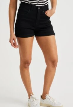 WE FASHION High Rise Met Comfort Stretch - Short En Jean - Black