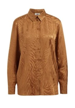 WE FASHION Met Jacquard Dessin - Chemisier - Brown -We Fashion Soldes Boutique 150be0a75bf948568d9612aa08a77a5c