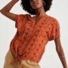 WE FASHION Met Broderie Anglaise - Blouse - Brown -We Fashion Soldes Boutique 167f1e9ed41740fb8a3d9b92f81e5256