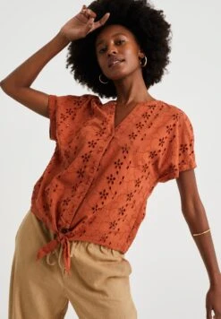 WE FASHION Met Broderie Anglaise - Blouse - Brown