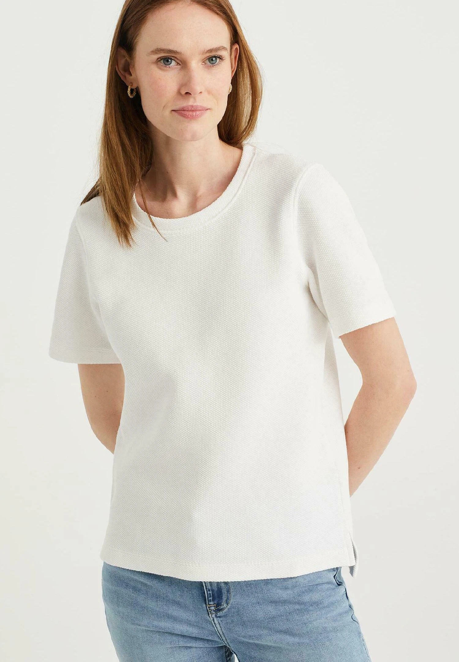 WE FASHION Met Structuur - T-Shirt Basique - White 8 WE FASHION Met Structuur - T-Shirt Basique - White – Image 6