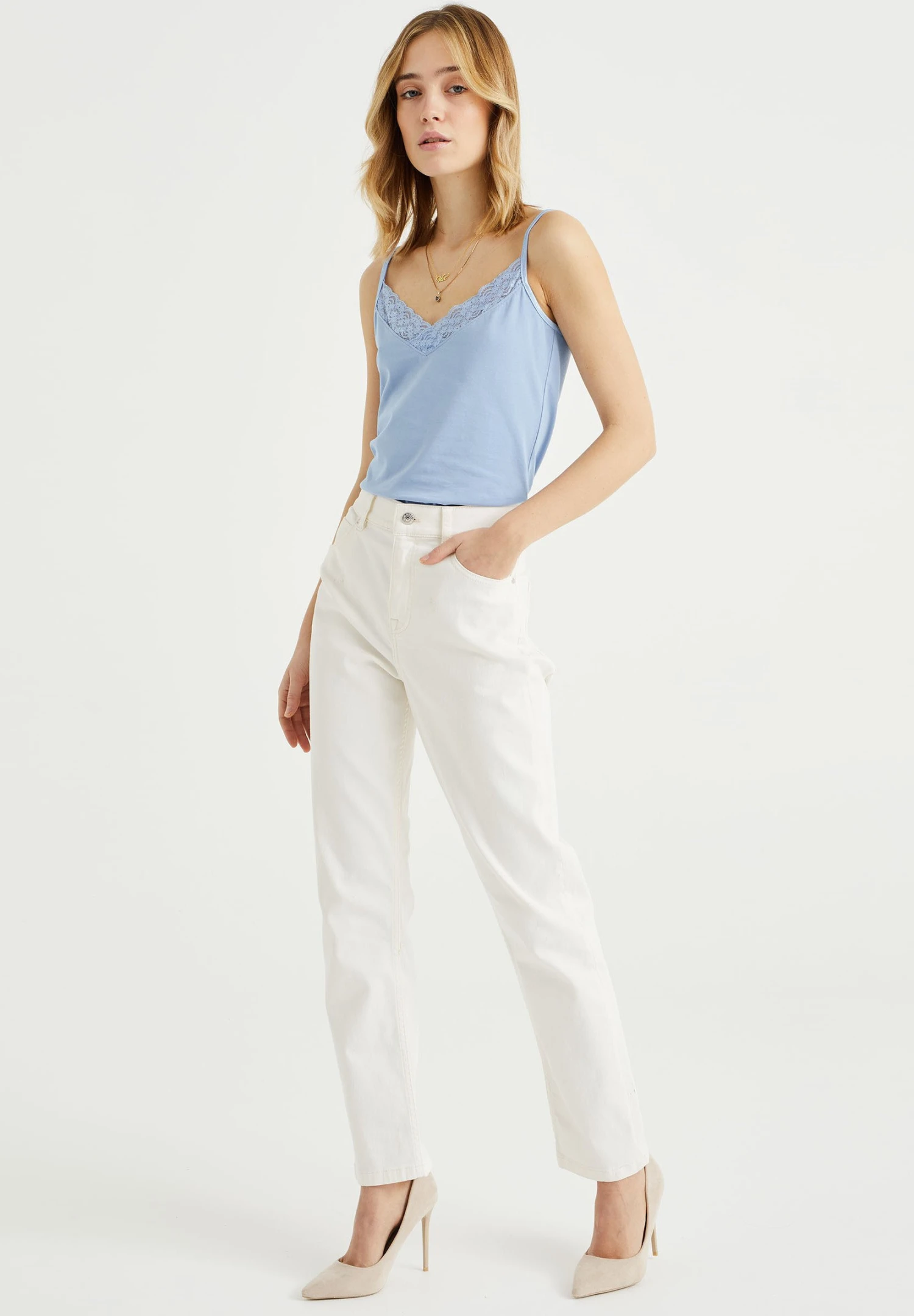 WE FASHION Singlet Van Met Kant - Débardeur - Blue 4 WE FASHION Singlet Van Met Kant - Débardeur - Blue – Image 2