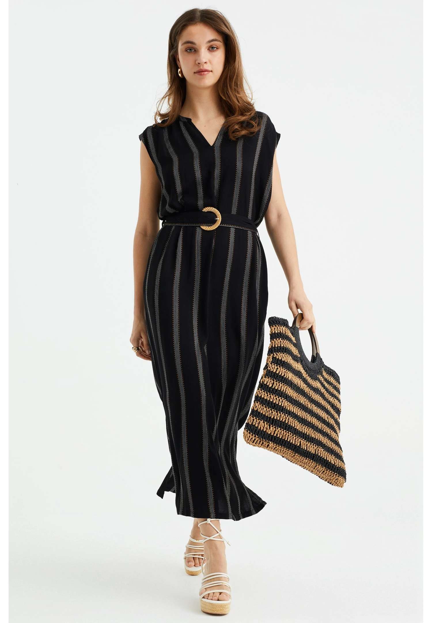 WE FASHION Met Ceintuur - Robe Longue - Black 4 WE FASHION Met Ceintuur - Robe Longue - Black – Image 2