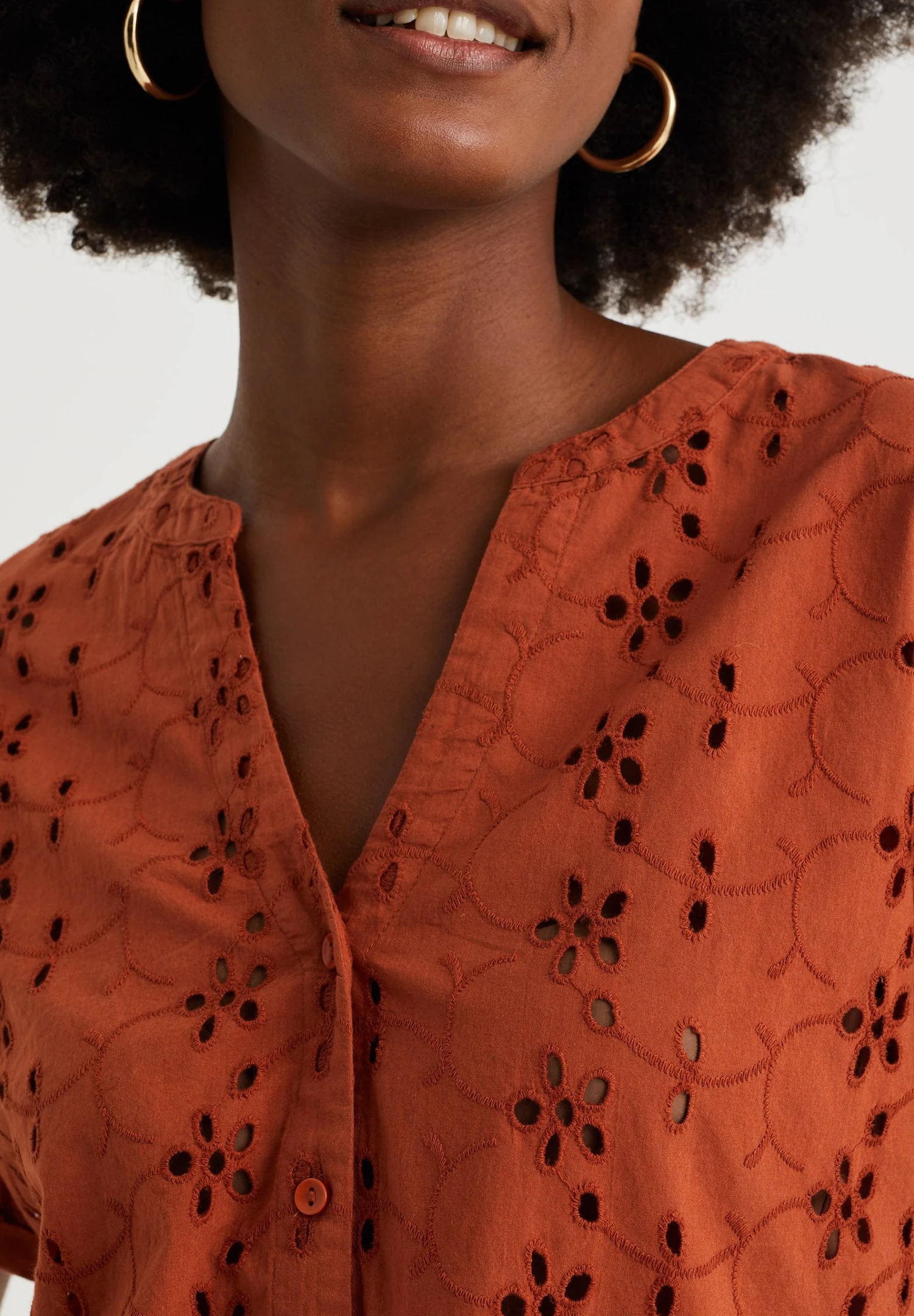 WE FASHION Met Broderie Anglaise - Blouse - Brown 6 WE FASHION Met Broderie Anglaise - Blouse - Brown – Image 4