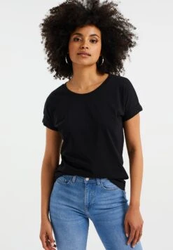 WE FASHION Regular Fit - T-Shirt Basique - Black