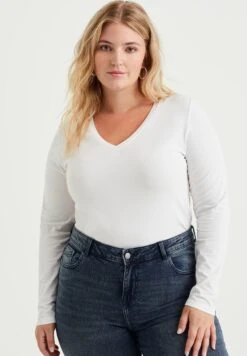WE FASHION Curve - T-Shirt À Manches Longues - White