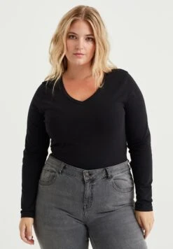 WE FASHION Curve - T-Shirt À Manches Longues - Black