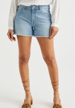 WE FASHION High Rise Met Comfort-Stretch - Short En Jean - Blue