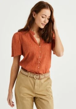 WE FASHION Met Glittergaren - Chemisier - Brown -We Fashion Soldes Boutique 27a0333a550a457b81653ee0a4fe89cc