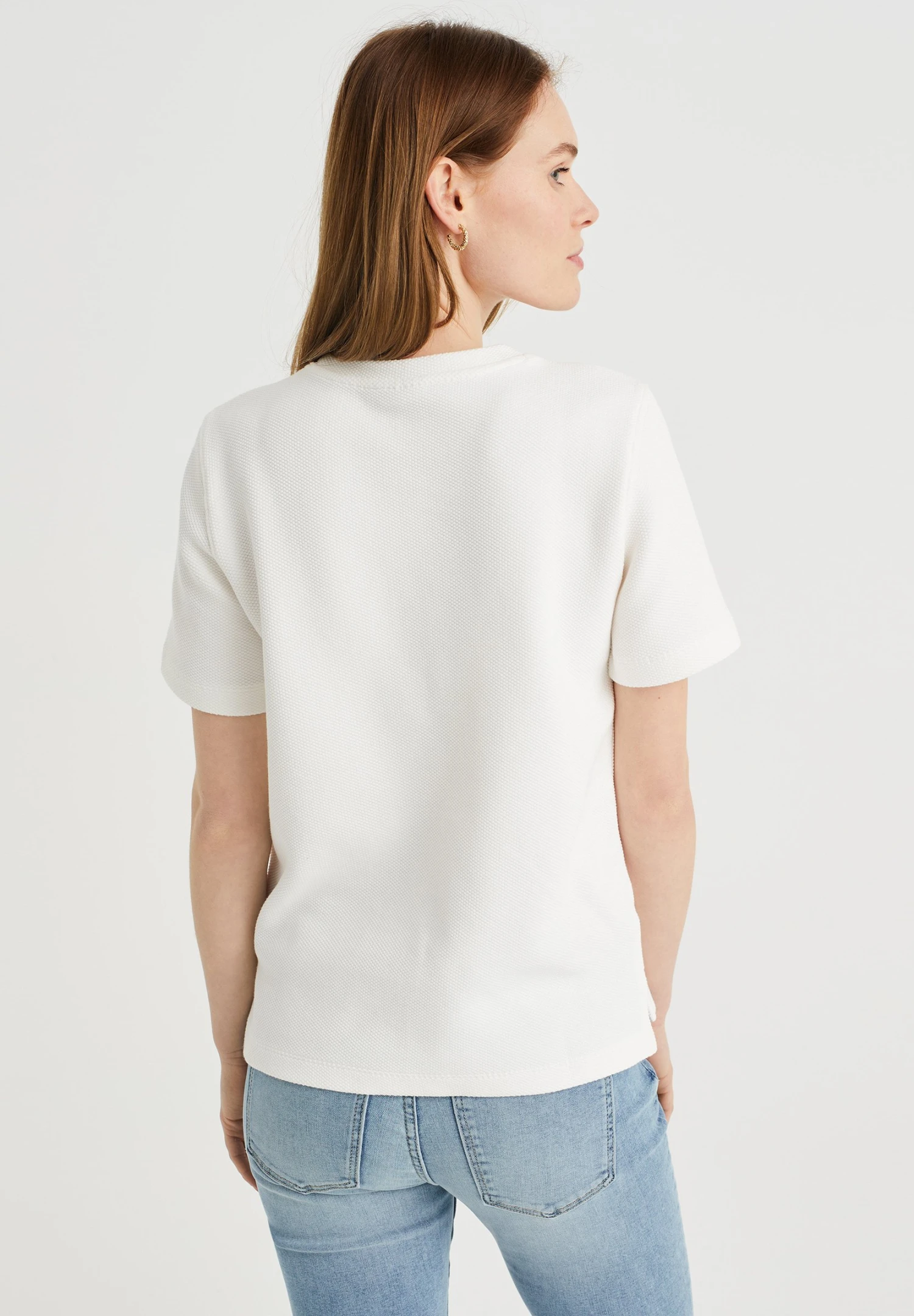 WE FASHION Met Structuur - T-Shirt Basique - White 5 WE FASHION Met Structuur - T-Shirt Basique - White – Image 3