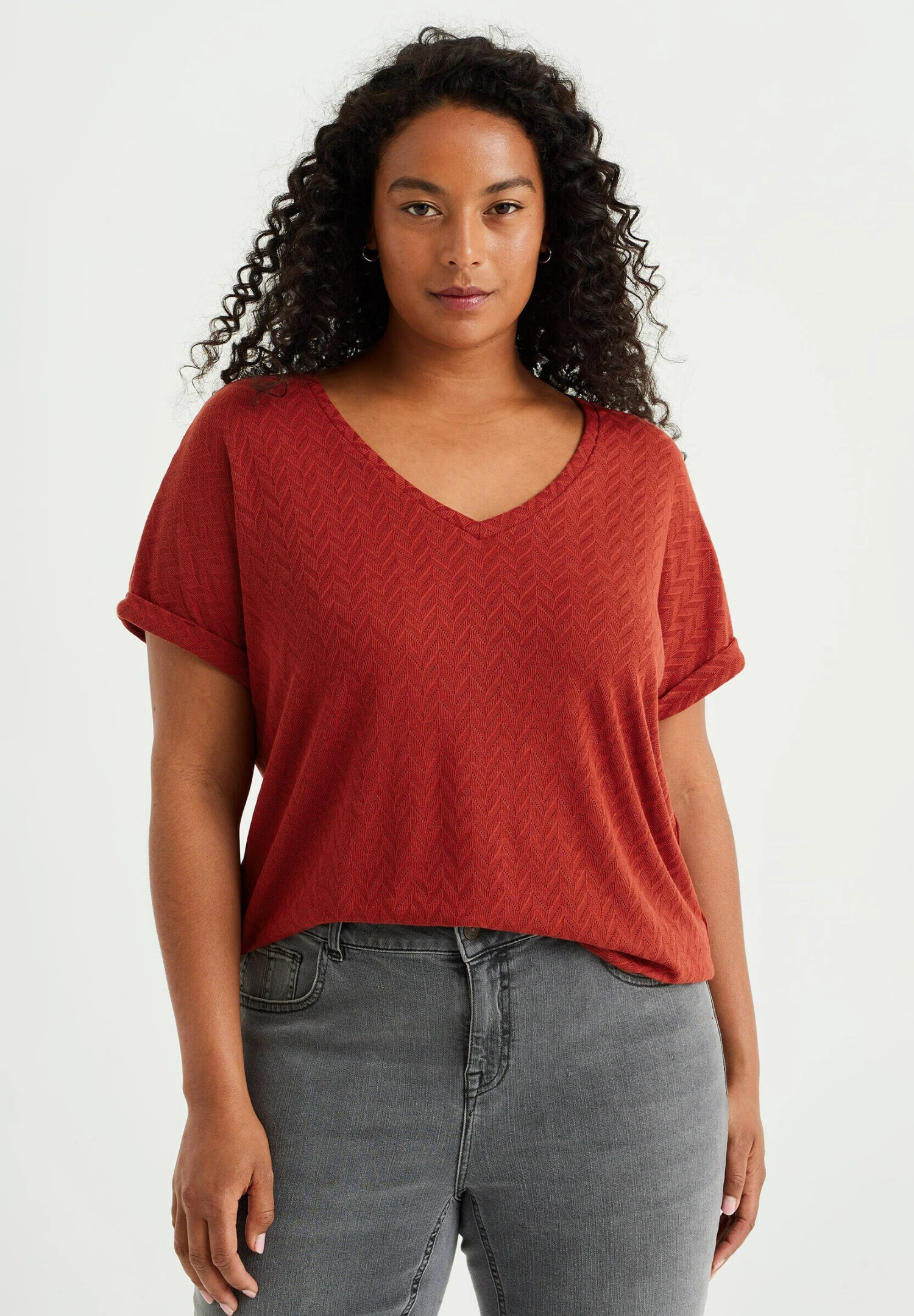 WE FASHION Met Opengewerkt Dessin-Curve - T-Shirt Imprimé - Orange 3 WE FASHION Met Opengewerkt Dessin-Curve - T-Shirt Imprimé - Orange