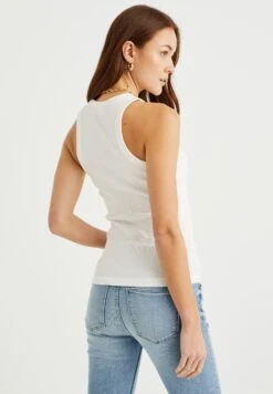 WE FASHION Singlet Van Ribstof - Débardeur - White -We Fashion Soldes Boutique 329db5ece68a41eca9f47b2d98f78c69