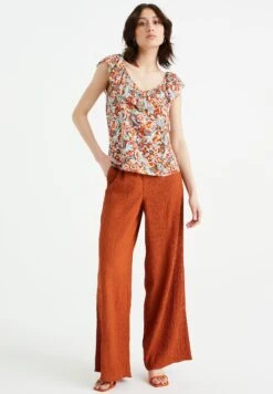 WE FASHION Met Dessin - Blouse - Brown -We Fashion Soldes Boutique 3378a1dbd5b44f13bc5129d07ce7854d