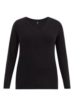WE FASHION Curve - T-Shirt À Manches Longues - Black -We Fashion Soldes Boutique 340cc52d3167462c8a08ccc4768a2d91