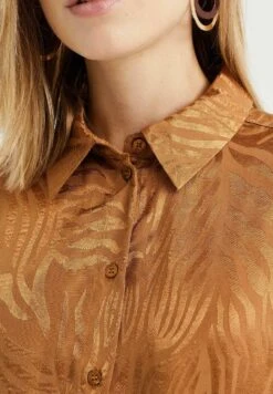 WE FASHION Met Jacquard Dessin - Chemisier - Brown -We Fashion Soldes Boutique 3410ce515c314d30ab46f636b4543c39