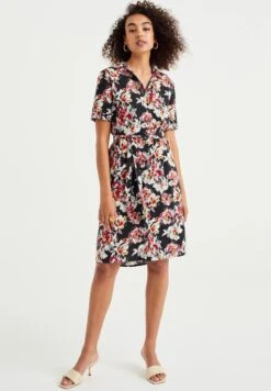 WE FASHION Met Dessin - Robe Chemise - Black