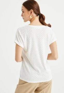 WE FASHION Met Opengewerkt Dessin - T-Shirt Basique - White -We Fashion Soldes Boutique 38b0bcfd1d704392838a8cd26b215c98