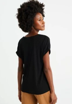 WE FASHION Met Opengewerkt Dessin - T-Shirt Basique - Black -We Fashion Soldes Boutique 3a9cc14be12646aea5c45193805f8da8
