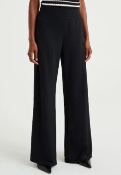 WE FASHION Wide Leg Met Structuur - Pantalon Classique - Black