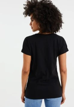 WE FASHION Regular Fit - T-Shirt Basique - Black -We Fashion Soldes Boutique 42bc8fc7ef614a8e8d635a7f4813fe89