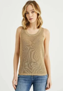 WE FASHION Met Opengewerkt Dessin - Débardeur - Beige