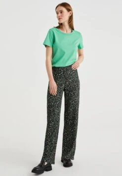 WE FASHION Wide Leg Met Dessin - Pantalon Classique - Black