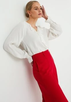 WE FASHION Met Ruches - Blouse - White -We Fashion Soldes Boutique 48485882edee47d6b48f8d4354b380bd