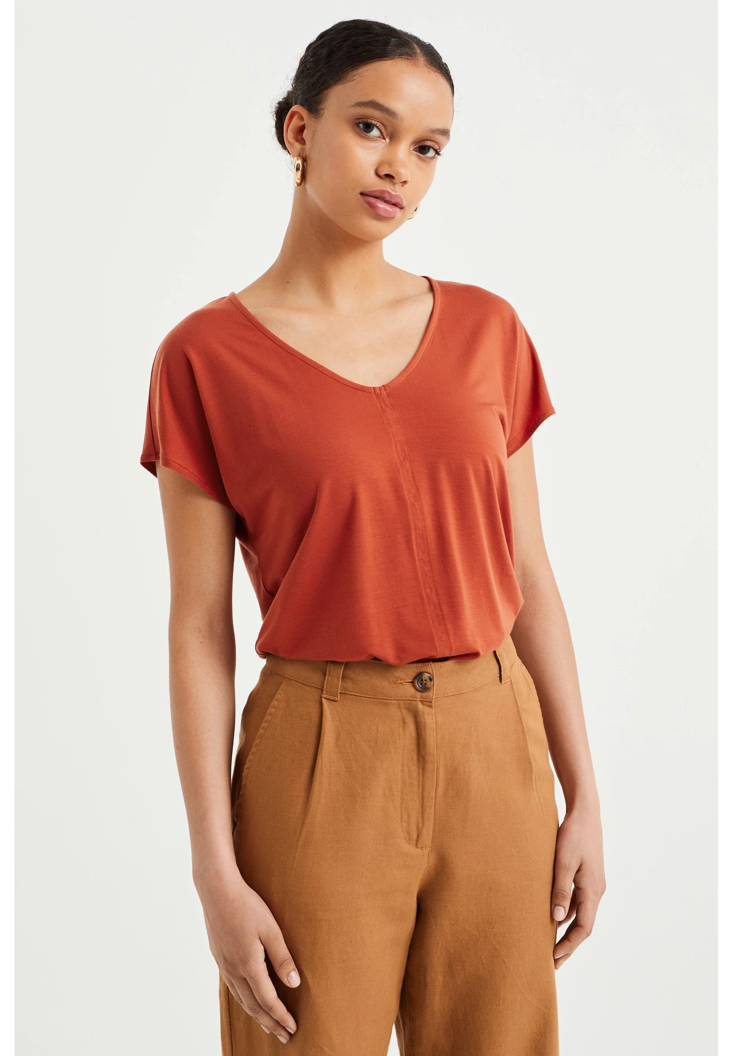 WE FASHION T-Shirt Basique - Brown 3 WE FASHION T-Shirt Basique - Brown