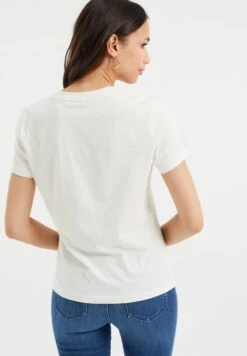 WE FASHION T-Shirt Basique - Off-White -We Fashion Soldes Boutique 49d1b6b9644e411999a0fc1192cdad58