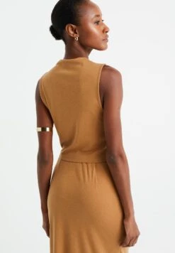 WE FASHION We Studio - Pleat Detail - Débardeur - Brown -We Fashion Soldes Boutique 506cb31783574fa49be9bfc130b050c8