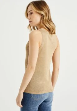 WE FASHION Met Opengewerkt Dessin - Débardeur - Beige -We Fashion Soldes Boutique 51e8f301390242759536f5a17a32fe53