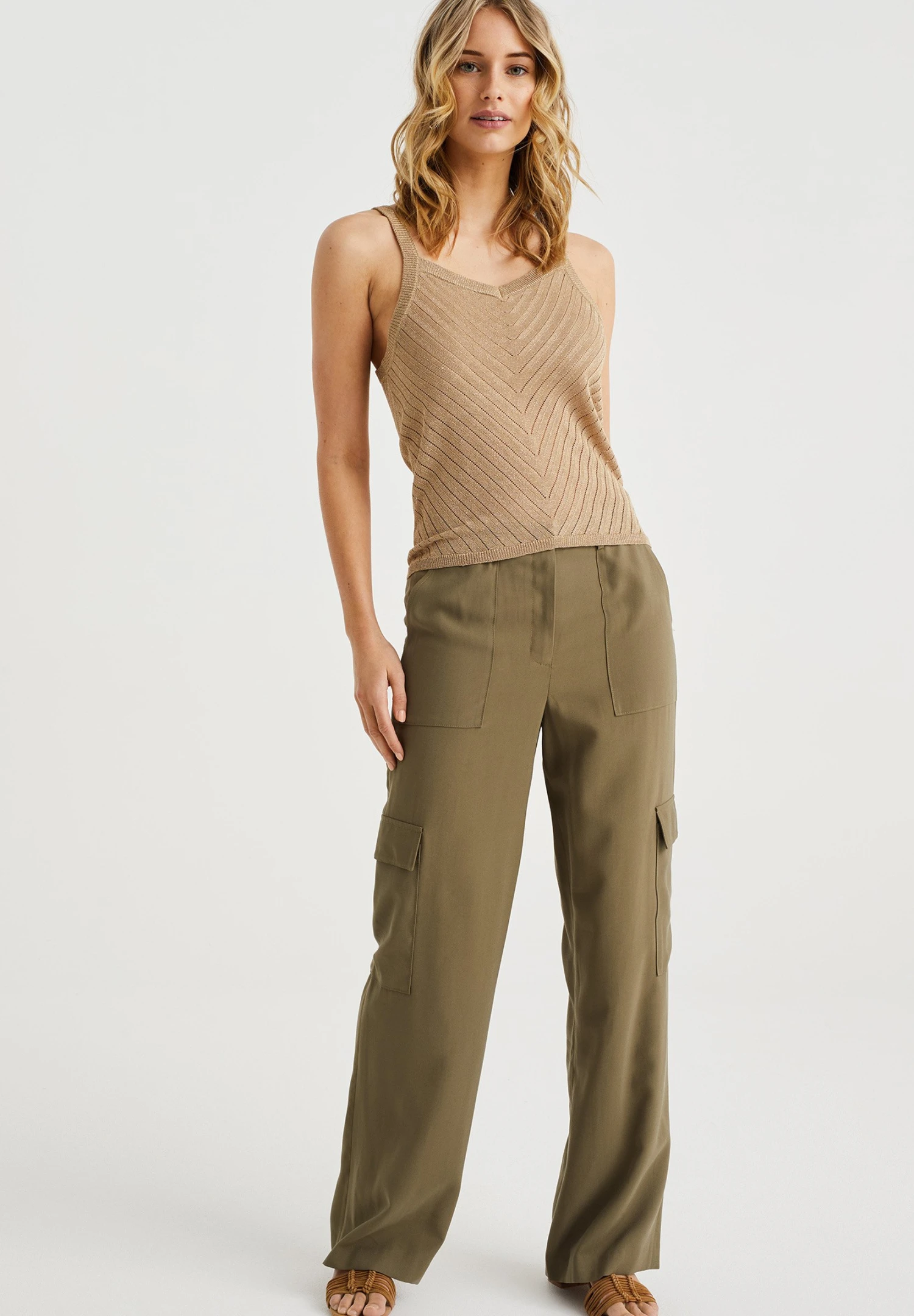 WE FASHION Met Glittergaren - Débardeur - Beige 4 WE FASHION Met Glittergaren - Débardeur - Beige – Image 2