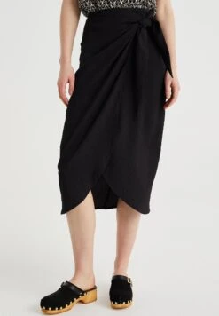 WE FASHION Met Structuur - Jupe Portefeuille - Black