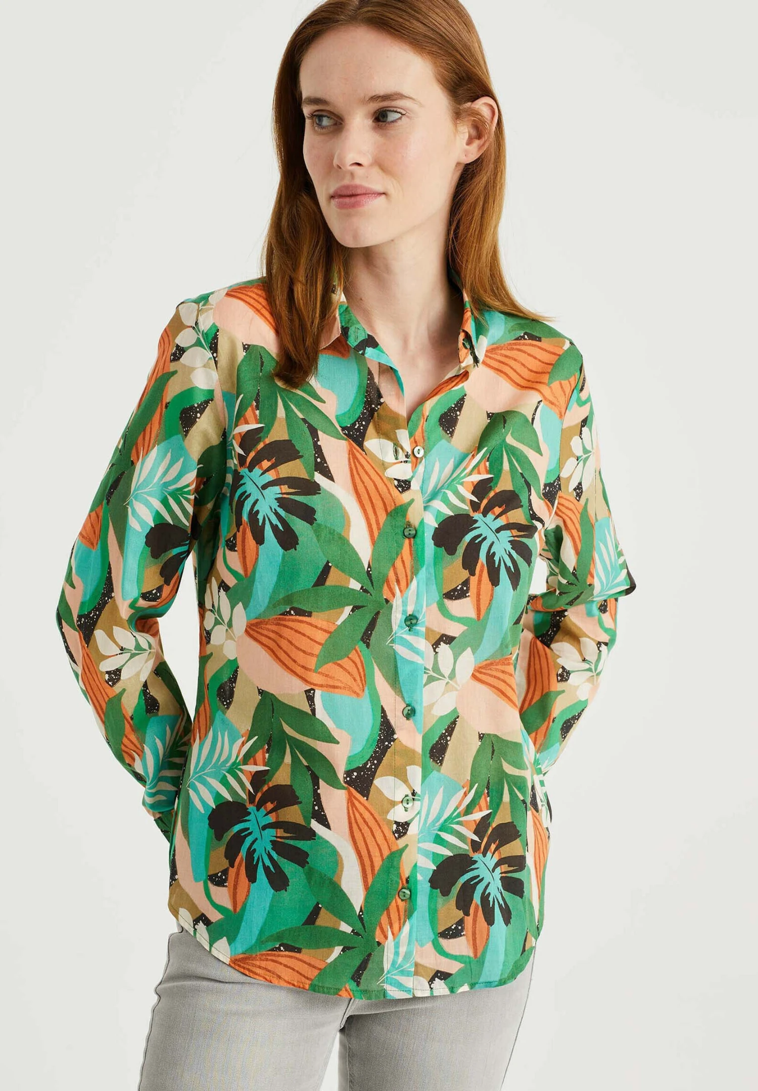 WE FASHION Met Dessin - Chemisier - Green Beige 3 WE FASHION Met Dessin - Chemisier - Green Beige