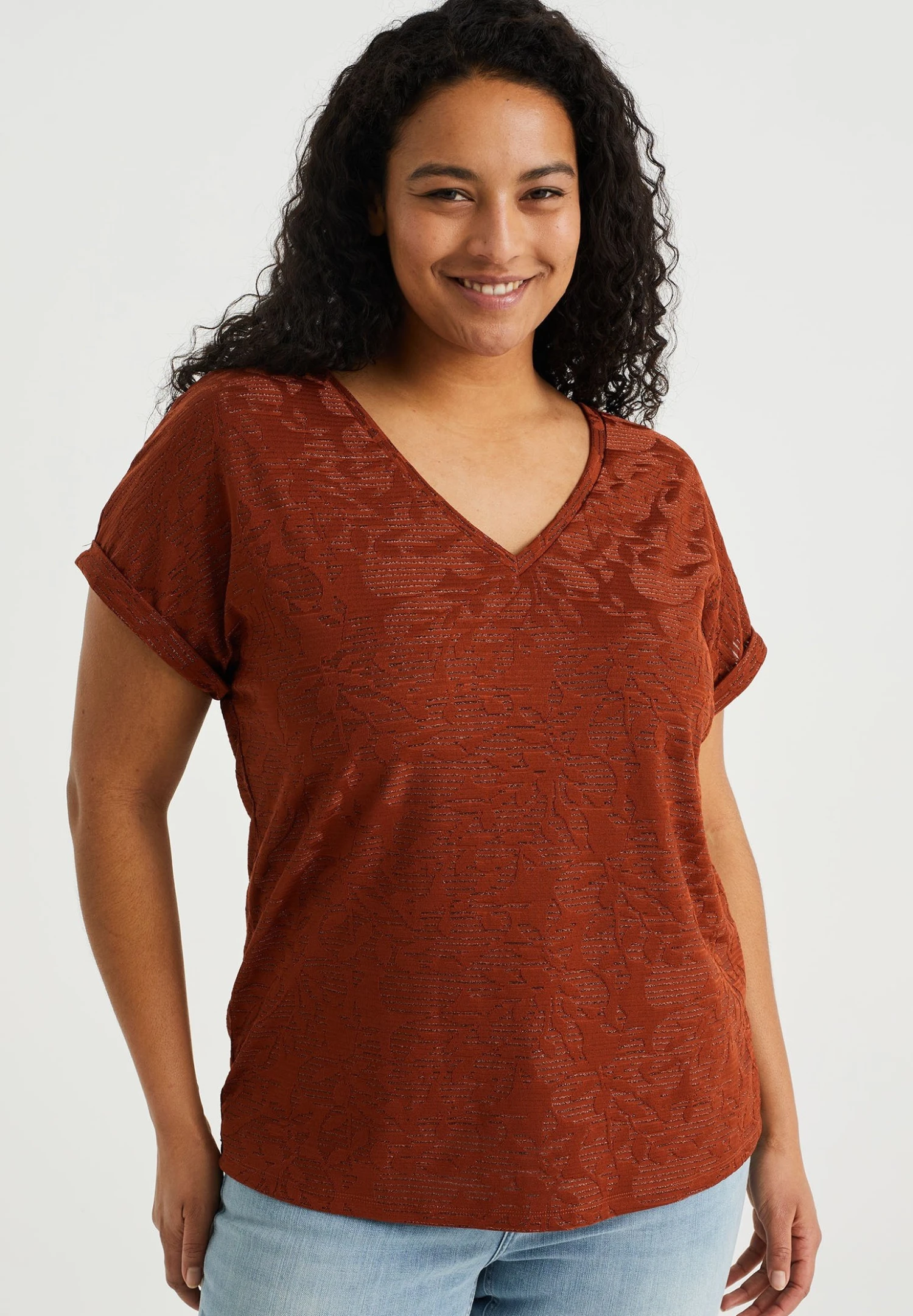 WE FASHION Curve - Blouse - Brown 3 WE FASHION Curve - Blouse - Brown