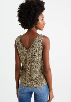 WE FASHION Singlet Met Dessin - Débardeur - Beige -We Fashion Soldes Boutique 5f0a8704ef9f48d891478d32086251d3