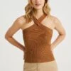 WE FASHION Dames Van Stof - Débardeur - Brown -We Fashion Soldes Boutique 6260440f6eaa4a4080c92d4081f24624