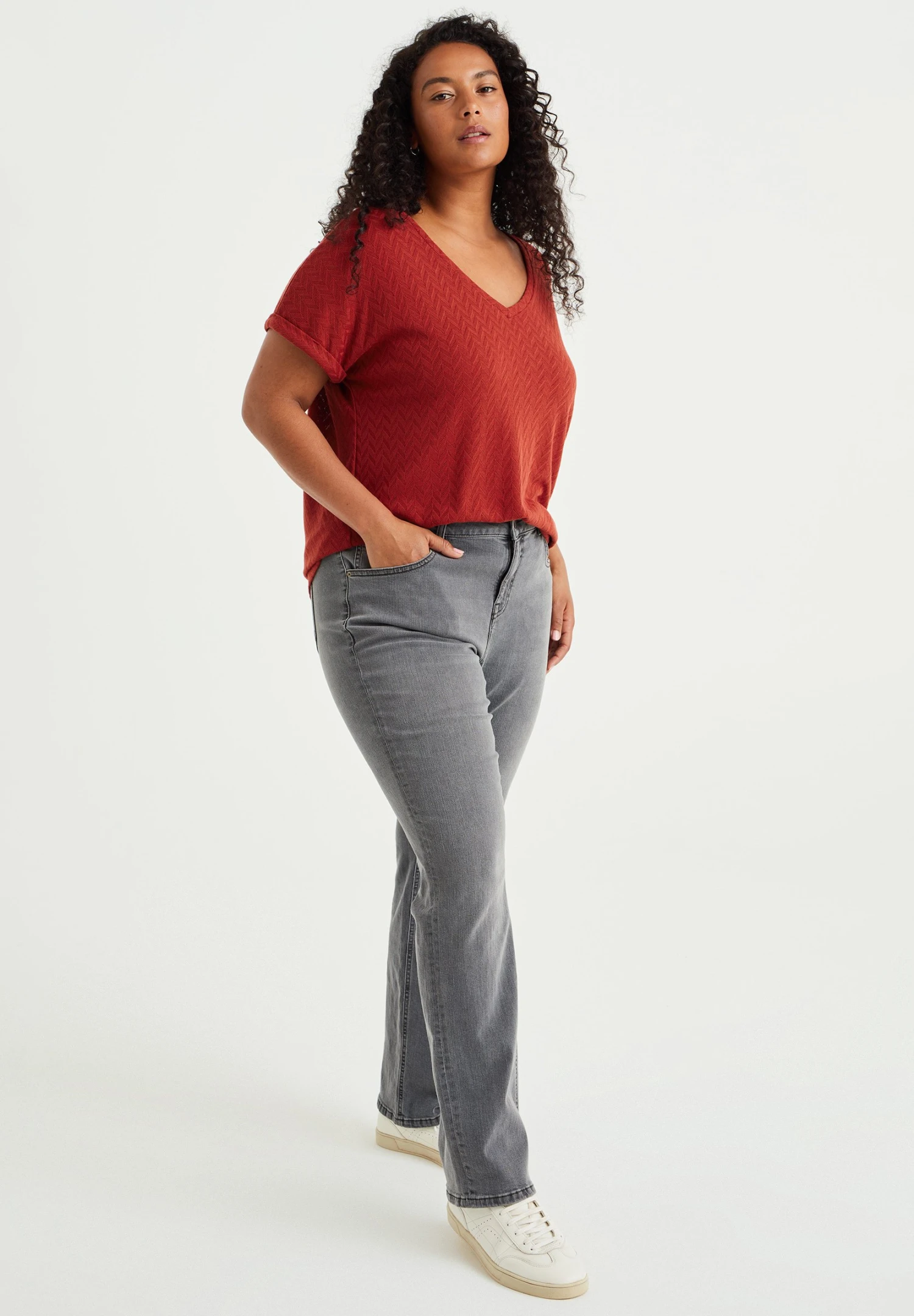 WE FASHION Met Opengewerkt Dessin-Curve - T-Shirt Imprimé - Orange 4 WE FASHION Met Opengewerkt Dessin-Curve - T-Shirt Imprimé - Orange – Image 2